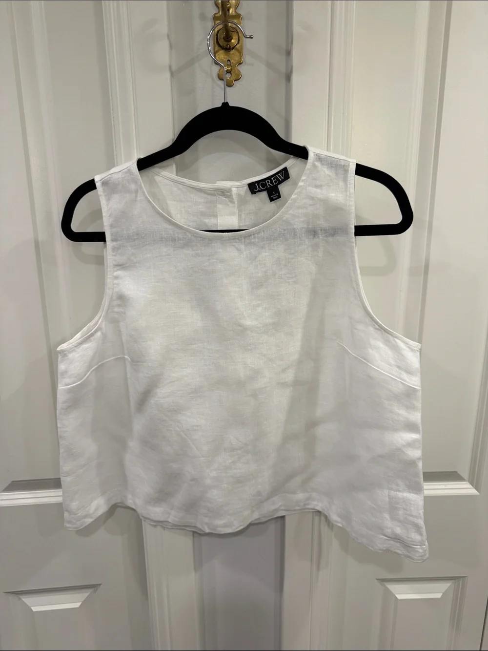 J. Crew White Linen Sleeveless Boxy Cropped Tank - Picture 1 of 4